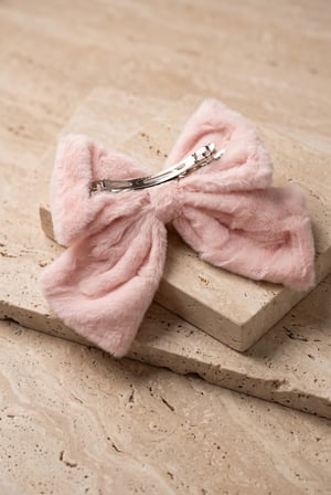 Peluş Fiyonklu Pofuduk Otomat Toka Pembe