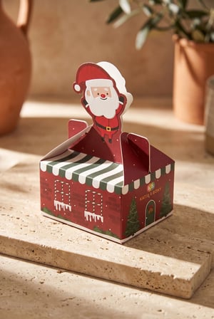 Unisex Noel Baba Kutulu Pamuklu Kırmızı Yılbaşı Soket Çorabı