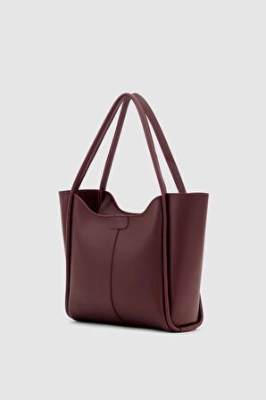 Zovin Fermuarlı Büyük Boy Omuz, Kol ve El Çantası Bordo