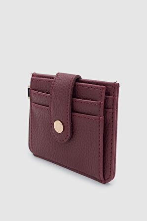 Fione Çıtçıt Kapamalı 6 Bölmeli Çıkarılabilir Anahtarlıklı Mini Kadın Cüzdan Bordo