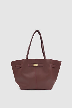 Ferny Kemer, Toka ve Dikiş Detaylı Kol ve Omuz Çantası Bordo