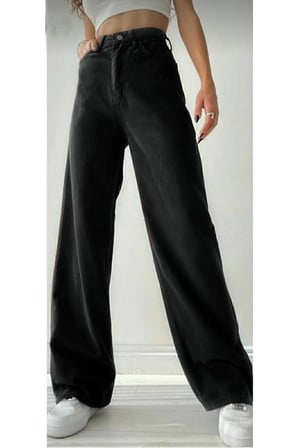 Nvn Hsn Cnk Extra Yüksek Acaip Solmaz Siyah Salaş Jeans Palazzo Pantolon New Sezon