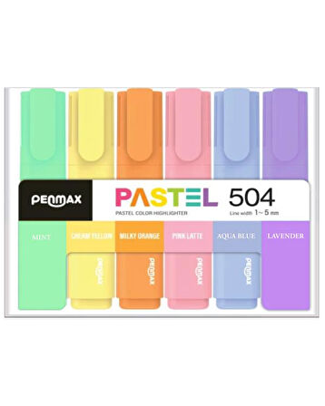 Penmax Fosforlu İşaretleme Kalemi Pastel Renkler 6'lı Set