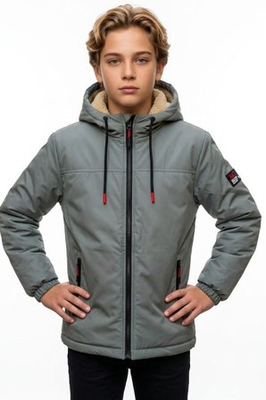 Erkek Çocuk Kürklü Çıkarılabilir Kapüşonlu Oversize Kışlık Mont KM4030