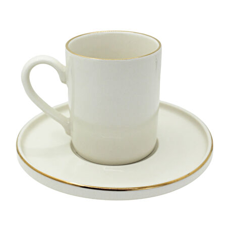 Altın Yaldız Kenarlı 6 Kişilik Porselen Kahve Fincan Takımı
