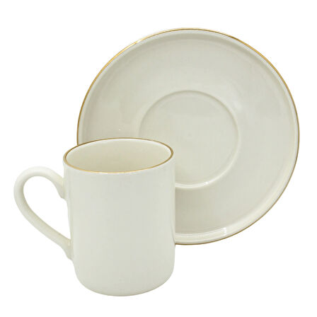 Altın Yaldız Kenarlı 6 Kişilik Porselen Kahve Fincan Takımı