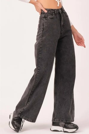Çnr Kadın Yüksek Bel Füme Salaş Jeans Likralı Esnek Kot Pantolon Yeni Hsn-1