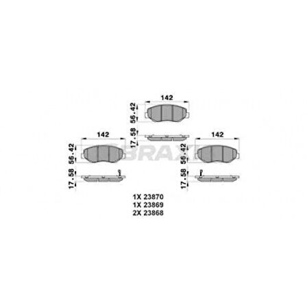 Honda On Fren Balatası Honda CIVIC X Fc Kasa 1.6 2016-> Crv 2002-2006 Accord Cl7 Cl8 2003-> - Braxıs Ab0203