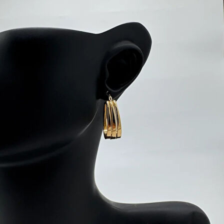 Çelik Gold Oval Küpe  - Gold