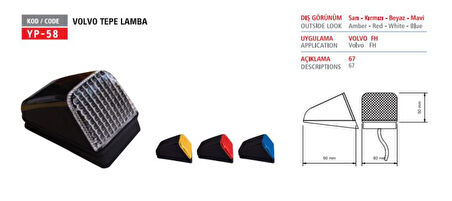 Volvo Truck Tepe Lambası Volvo Ledli 12-24v - Yuceplast Yp-58 L B