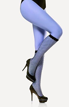 Siyah Sofia Fileli Diz Altı Çorap