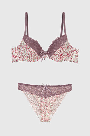 Mor Flower Touch Sütyen Külot Takımı