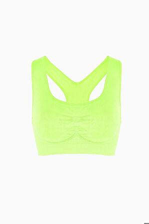 Neon Sarı Active  Kalın Askılı Seamless Sporcu Büstiyer