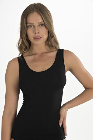 Siyah Geniş Askılı Seamless Atlet Body