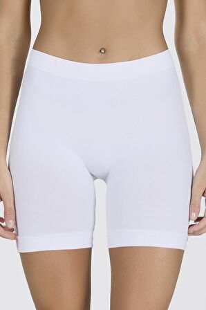 Beyaz Seamless Uzun Şort Külot