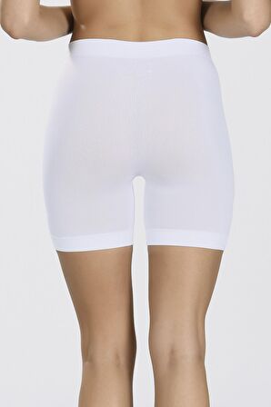 Beyaz Seamless Uzun Şort Külot