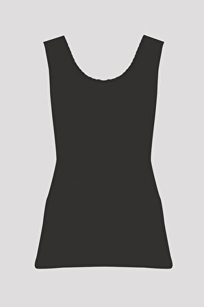 Siyah Kalın Askılı Dantelli Atlet