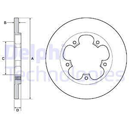 Ford Arka Fren Diski Transıt V363 Tek Teker Arkadan Cekisli Duz 308mm 5 Bijon 14> - Delphi Bg4681c