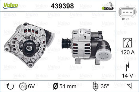 Bmw Alternator 120 A 14v Bmw E36 E39 E60 E46 E53 E38 - Valeo 439398