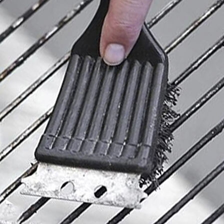 Mangal BBQ Temizlik Fırçası Ergonomik Paslanmaz Çelik Kıllar Mangal Fırçası