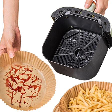 Air Fryer Pişirme Kağıdı Tek Kullanımlık 20cm Hava Fritöz Yağ Geçirmez Yapışmaz  50 Adet Yuvarlak Tabak