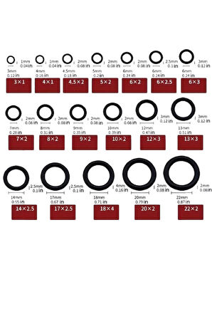 Kauçuk Conta Seti 225 Parça Saklama Kutulu O Halkası Seti
