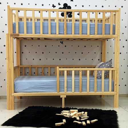 Markaawm Montessori Yatak Doğal Çam Karyola Merdivenli Ranza 