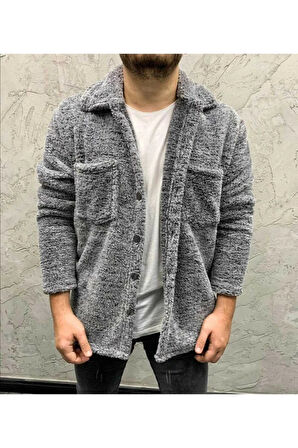 Erkek Cep Detaylı Pelüş Gömlek