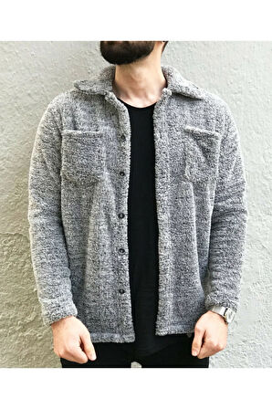 Erkek Cep Detaylı Pelüş Gömlek