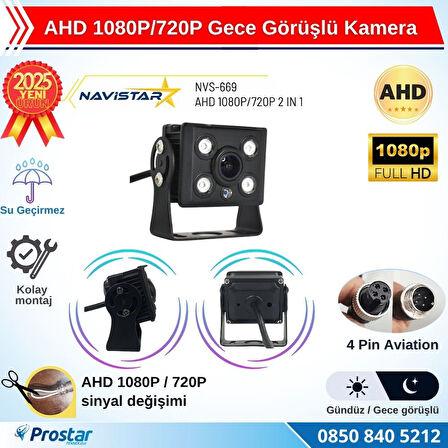 AHD 1080P/720P Orta Boy Gece Görüşlü 4 Pin Soketli Kamyon Tır Otobüs Kamerası