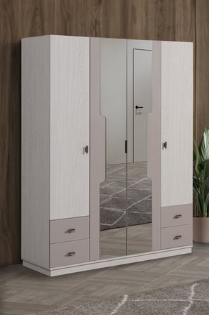 Gardırop, Norex 4 Kapaklı Çekmeceli Aynalı Dolap