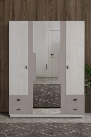 Gardırop, Norex 4 Kapaklı Çekmeceli Aynalı Dolap
