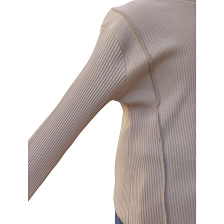 Kız Çocuk Kaşkorse Uzun Kollu Bej Bluz %95 Pamuk Esnek Kumaş