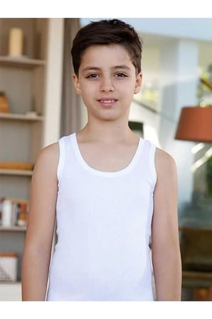 1501 Erkek Çocuk Atlet Beyaz 3 Adet Pamuklu 4-5 Yaş