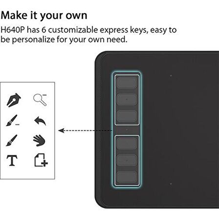 Huion Inspiroy H640P 6.3 x 3.9" Grafik Tablet