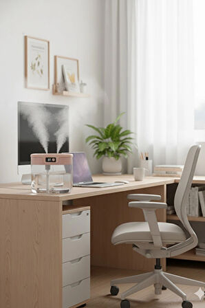 Blic Bhw-13 Pembe Digital Çift Sprey Hava Nemlendirici 1.5 Litre Kapasiteli, Ultrasonik Soğuk Buhar Makinesi ve Gece Lambası