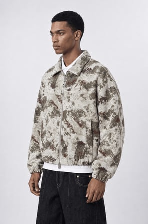 Erkek Jakarlı Oversize Bomber Ceket Bej