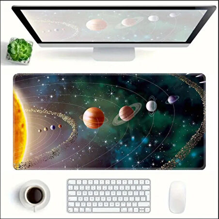 70X30 CM GÜNEŞ SİSTEMİ TEMALI KAYDIRMAZ TABAN SPEED YÜZEY OYUNCU MOUSE PAD GAMİNG