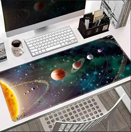 70X30 CM GÜNEŞ SİSTEMİ TEMALI KAYDIRMAZ TABAN SPEED YÜZEY OYUNCU MOUSE PAD GAMİNG