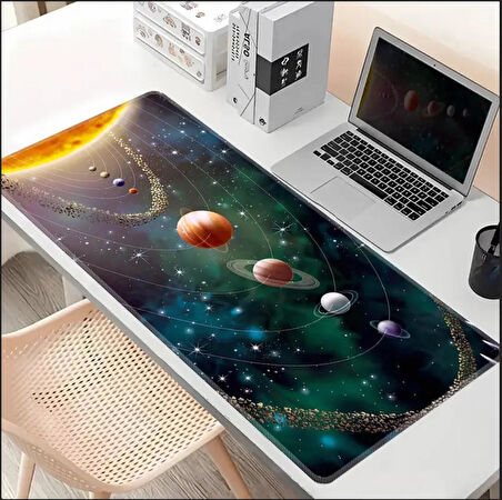 70X30 CM GÜNEŞ SİSTEMİ TEMALI KAYDIRMAZ TABAN SPEED YÜZEY OYUNCU MOUSE PAD GAMİNG