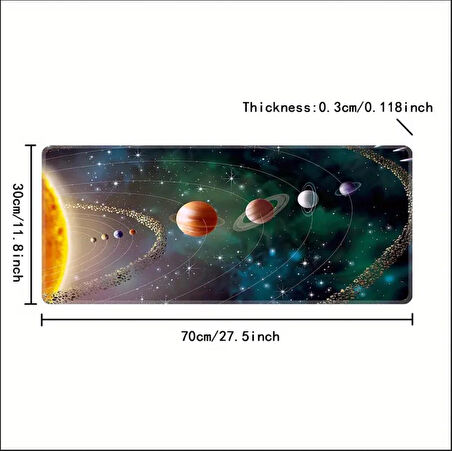 70X30 CM GÜNEŞ SİSTEMİ TEMALI KAYDIRMAZ TABAN SPEED YÜZEY OYUNCU MOUSE PAD GAMİNG