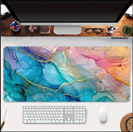 70X30 CM  RENKLİ MERMER TEMALI KAYDIRMAZ TABAN SPEED YÜZEY OYUNCU MOUSE PAD GAMİNG