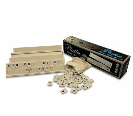 Platin Plastik Okey Takımı - Taş Torbalı 4 lü Takım Seti