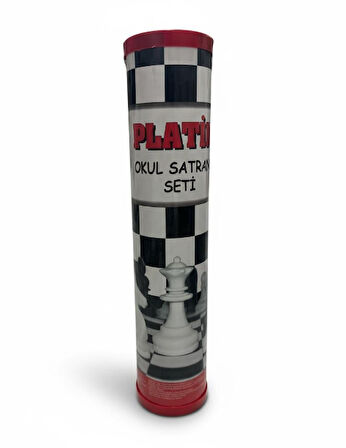 Platin Okul Tipi Satranç Seti - Taşıma Kutulu Plastik Takım ve Rulo Satranç Matı