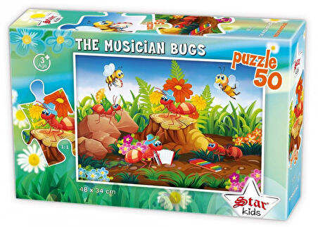 Star Puzzle 50 Parça Müzisyen Böcekler Çocuk Puzzle