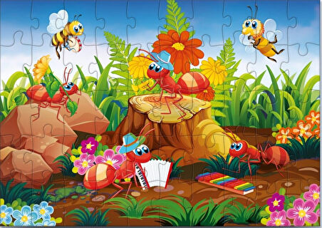 Star Puzzle 50 Parça Müzisyen Böcekler Çocuk Puzzle