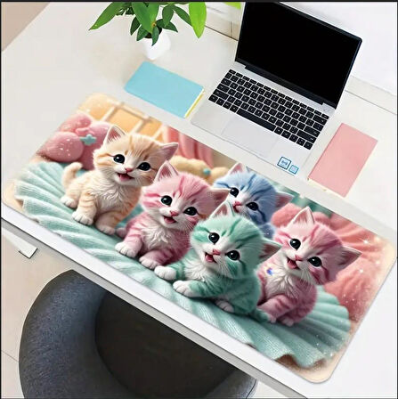70X30 CM RENKLİ KEDİLER TEMALI KAYDIRMAZ TABAN SPEED YÜZEY OYUNCU MOUSE PAD GAMİNG