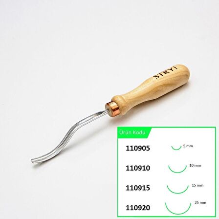 STRYI 110905 Bükülmüş Derin Oluklu Ahşap Oyma Iskarpelası 5 mm