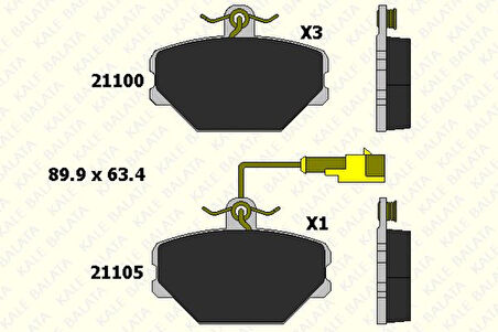 Tofas On Fren Balatası Tempra 1,6 Tipo 1,4 1,6 (fisli) - Kale B 21100 170 25 Ans