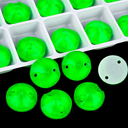 Gymo Premium Delikli Dikme Kristal Taş Round Rivoli 8mm N02 Emerald Neon (84 Ad)